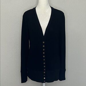 Women's VNeck Snap Cardigan Black Size Medium
